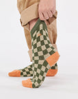 Jungensocken kariert grün-orange