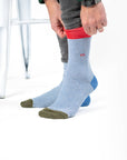 Socken gestreift blau-weiss-rot, One Size 41-46