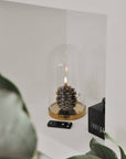 LED-Kerze Tannenzapfen braun-gold, 8x10 cm