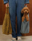 Shopper gestreift himmelblau/schwarz, 49x20x39 cm