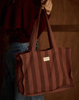 24‑Stunden-Tasche Streifen, terrakotta-braun