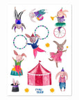 Kindertattoos Hasen im Zirkus bunt