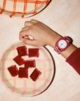 Armbanduhr Himbeereis rot-rosa kariert