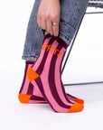 Damensocken SPRITZ gestreift violett/rosa/orange, One Size 36-40