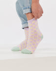 Mädchensocken kariert violett-gelb-grün