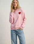 Hoodie mit Bouclé-Herz rosa, One Size
