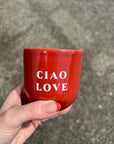 Tasse CIAO LOVE rot-weiss, 8x8x8 cm