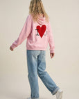 Hoodie mit Bouclé-Herz rosa, One Size