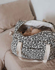 Weekend Bag mit Leopardenmuster natur-schwarz, 22x42x28 cm