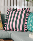 Outdoor-Kissenhülle gestreift Palm Royale rosa/grün, 50 x 50 cm