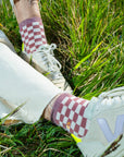 Damensocken kariert hellrosa/ecru, One Size 36-40