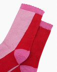 Glitzersocken Color-Block rot-rosa, One Size 36-40