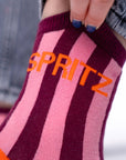 Damensocken SPRITZ gestreift violett/rosa/orange, One Size 36-40