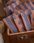 Papiergeschenktüten klein, Mix mit 2 Designs braun/blau, 24 Stück