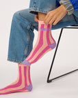 Damensocken AMOUR gestreift violett/rosa, One Size 36-40