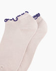Bambus-Knöchelsocken mit Rüschen beige-violett, One Size 36-40