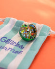 Glücksmurmel im Stoffbeutel mit Stick, mint