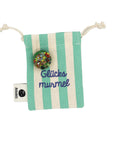 Glücksmurmel im Stoffbeutel mit Stick, mint
