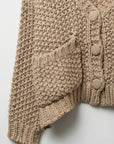grob gestrickte Jacke mit Taschen, beige, One Size