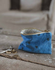 Geldbörse mit Herzenmotiv blau/schwarz, 10x15 cm