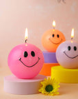 Smiley Kerze hotpink, Ø 7,5 cm