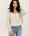 Strickjacke gestreift ecru/beige, One Size