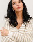 Strickjacke gestreift ecru/beige, One Size