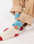 Jungensocken Strandurlaub ecru-blau