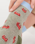 Jungensocken Krebs khaki-orange-hellblau