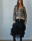 Cardigan Leo-Print mokka-schwarz