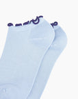Bambus-Knöchelsocken mit Rüschen hellblau-blau, One Size 36-40
