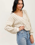 Strickjacke gestreift ecru/beige, One Size