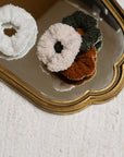 Teddy-Haargummis 2er-Set, khaki & ecru, 12 cm