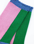 Glitzersocken Colorblock rosa-grün, One Size 36-40