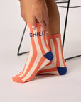 Damensocken gestreift CHILL orange/beige, One Size 36-40