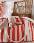 Weekend Bag Streifen rosa-rot, 22x42x28 cm