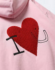 Hoodie mit Bouclé-Herz rosa, One Size