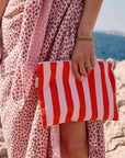 Allround-Tasche Streifen rosa-rot, 30x21 cm