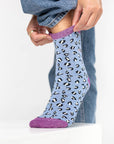 Glitzernde Damensocken Leopardenmuster blau/violett, One Size 36-40