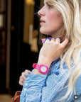 Armbanduhr Streifen orange-lila