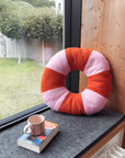 Kissen gefüllt Donut rot-rosa, ca. Ø 50 cm