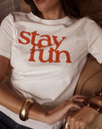 T-Shirt stay fun weiss-rot