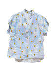 Kurzarm-Top Smiley weiss-hellblau gestreift, One Size