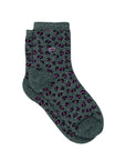 Glitzernde Damensocken Leopardenmuster grün/ violett, One Size 36-40