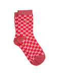 Damensocken kariert rot und rosa, One Size 36-40