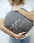 gefülltes Kissen "happy dreams" grau, 40 cm Ø