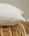 Musselin Kissenbezug Hilla mit Stick family beige-anthrazit-aubergine