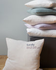 Musselin Kissenbezug Hilla mit Stick family beige-anthrazit-aubergine