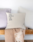 Musselin Kissenbezug Hilla mit Stick COOL PEOPLE beige-anthrazit