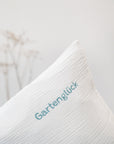 Musselin Kissenbezug Hilla mit Stick Gartenglück weiss-mint